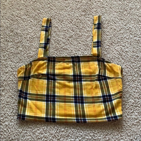 Yellow Plaid Crop Top Size XS - Picture 1 of 3